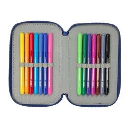 F.C. Barcelona|Estojo Triplo F.C. Barcelona Azul Marinho 12,5 x 19,5 x 5,5 cm 37 Peças