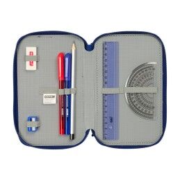 F.C. Barcelona|Estojo Triplo F.C. Barcelona Azul Marinho 12,5 x 19,5 x 5,5 cm 37 Peças