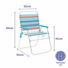 Marbueno|Marbueno Silla Plegável Alumínio Listras Laranja e Azul Praia Piscina 52X56X80 cm