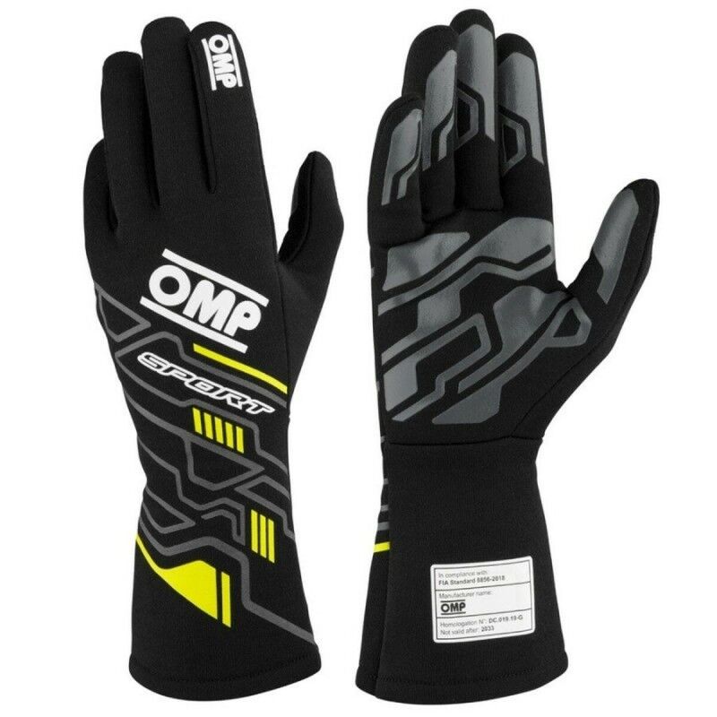 OMP|Luvas de karting OMP MY2025 Amarelo Preto FIA 8856-2018