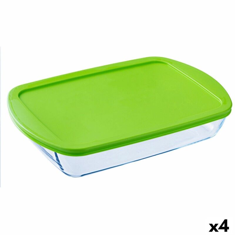 Pyrex|Lancheira Retangular com Tampa Pyrex Cook & store Transparente Silicone Vidro (4,5 L) (4 Unidades) Pyrex|Lancheira Retangular com Tampa Pyrex Cook & store Transparente Silicone Vidro (4,5 L) (4 Unidades)