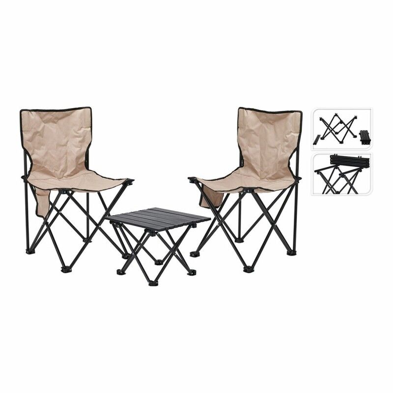 Lifetime|Conjunto de mesa com 2 cadeiras Lifetime Preto Creme 42 x 42 x 72 cm