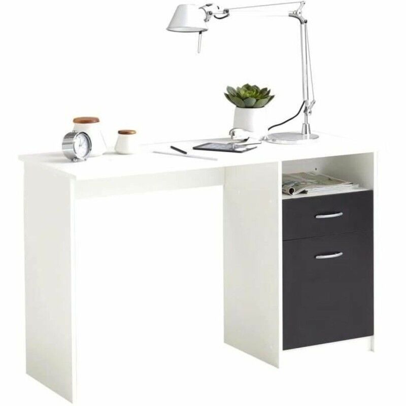 FMD Furniture|Secretária FMD JACKSON  Branco Preto 123 x 76,5 x 50 cm Madeira