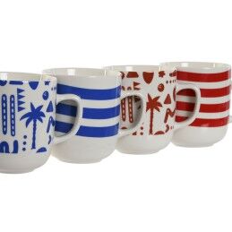 Home ESPRIT|Caneca Home ESPRIT Azul Vermelho Porcelana Boho 380 ml (4 Unidades)