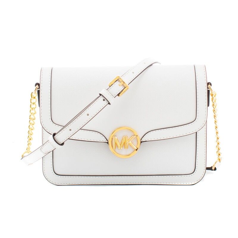 Michael Kors|Mala a Tiracolo Michael Kors Leida Branco 23 x 16 x 7 cm Michael Kors|Mala a Tiracolo Michael Kors Leida Branco 23 x 16 x 7 cm