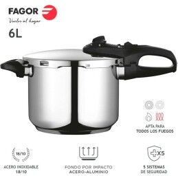 Fagor|Panela Express Fagor DUO Aço inoxidável 18/10 4 L 6 L