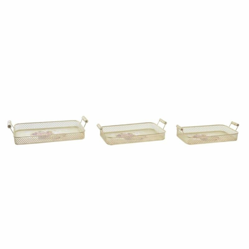 DKD Home Decor|Jogo de Bandejas DKD Home Decor Cor de Rosa Metal Alumínio 8 cm 40 x 21 x 8 cm (3 Unidades) DKD Home Decor|Jogo de Bandejas DKD Home Decor Cor de Rosa Metal Alumínio 8 cm 40 x 21 x 8 cm (3 Unidades)