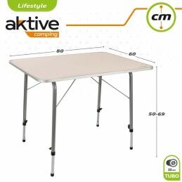 Aktive|Mesa Aktive 80 x 60 cm Branco Dobrável Para campismo