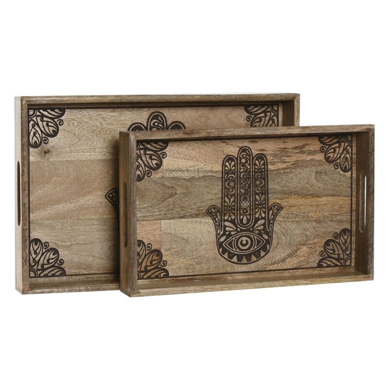 Home ESPRIT|Jogo de Bandejas Home ESPRIT Natural Madeira de mangueira 43,5 x 27 x 5,5 cm (2 Unidades)