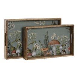 Home ESPRIT|Jogo de Bandejas Home ESPRIT Azul Natural Madeira de mangueira 43,5 x 27 x 5,5 cm (2 Unidades)