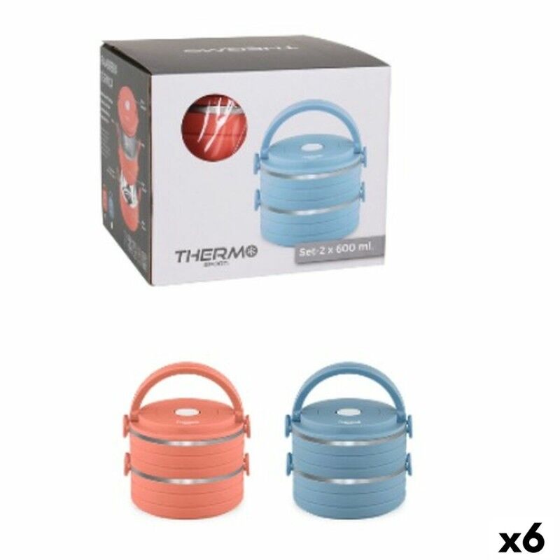 ThermoSport|Conjunto de Lancheiras ThermoSport Azul Vermelho Aço Plástico 600 ml 2 Peças (6 Unidades) ThermoSport|Conjunto de Lancheiras ThermoSport Azul Vermelho Aço Plástico 600 ml 2 Peças (6 Unidades)