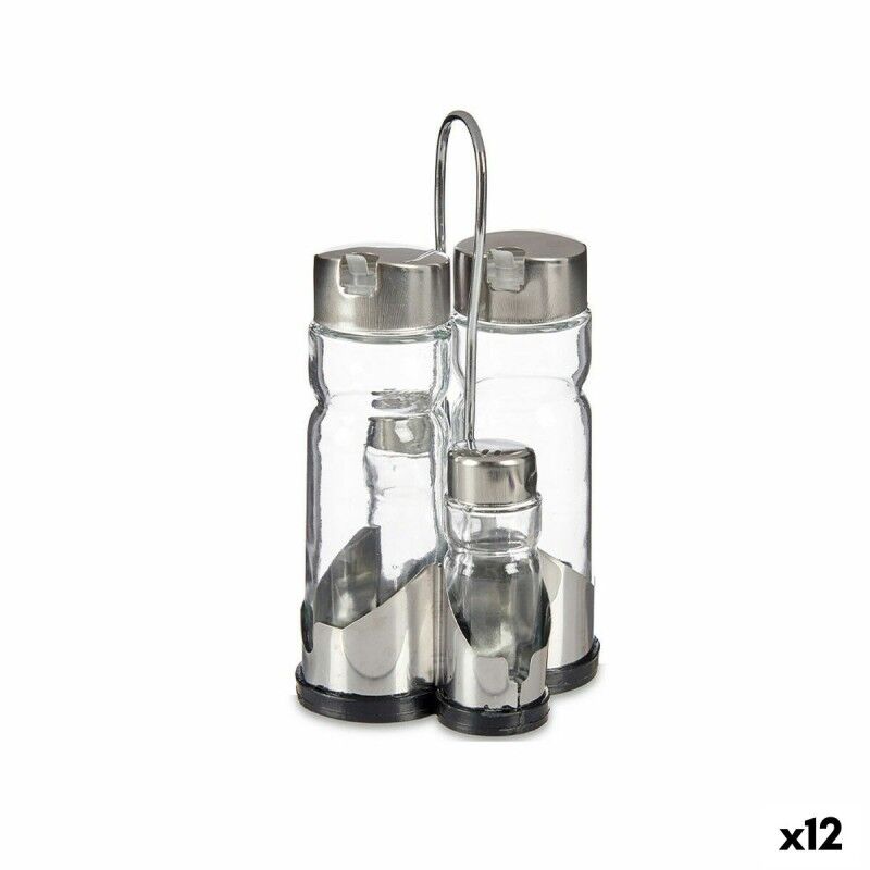 Anna|Conjunto para Condimentos Anna Transparente Prateado 10 x 10 x 21 cm (12 Unidades) Anna|Conjunto para Condimentos Anna Transparente Prateado 10 x 10 x 21 cm (12 Unidades)