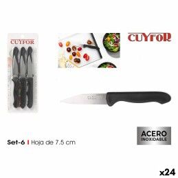 Cuyfor|Conjunto de Facas de Descascar Cuyfor Preto Prateado Aço inoxidável 7,5 cm 6 Peças (24 Unidades)