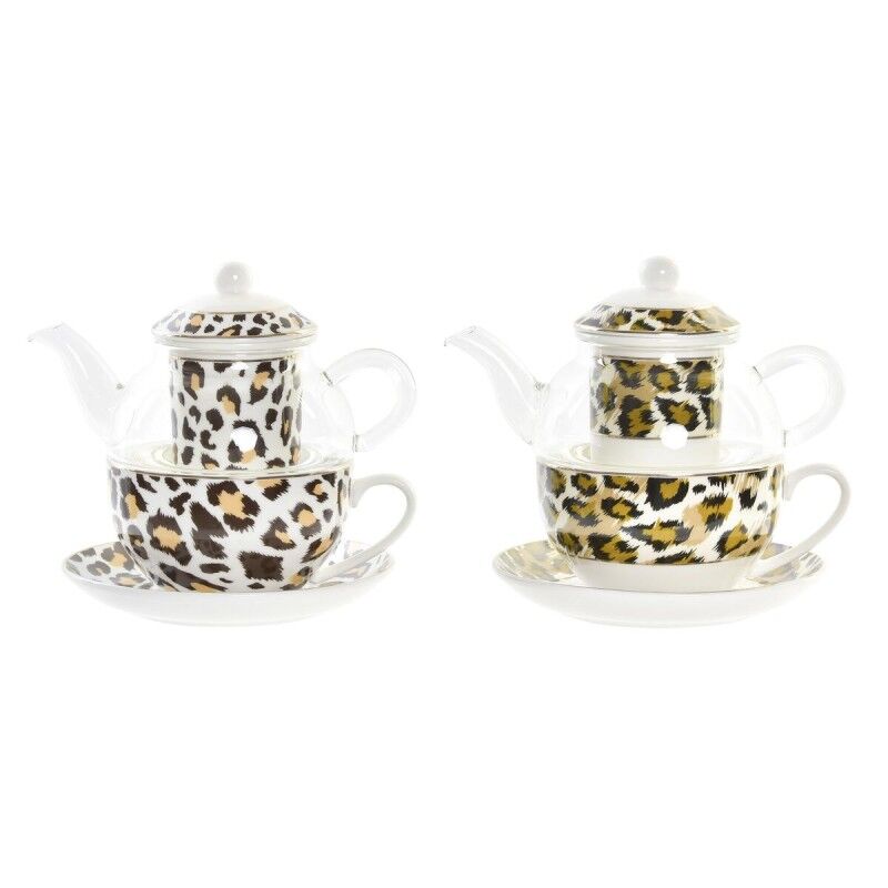 DKD Home Decor|Bule DKD Home Decor Leopardo Cristal Porcelana Castanho Transparente Branco (2 Unidades) DKD Home Decor|Bule DKD Home Decor Leopardo Cristal Porcelana Castanho Transparente Branco (2 Unidades)