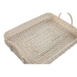Home ESPRIT|Jogo de Bandejas Home ESPRIT Branco Natural Bambu Rotim 45 x 35 x 13 cm