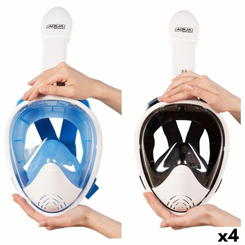 AquaSport|Máscara de Snorkel com Suporte para a Câmara Desportiva AquaSport Azul Branco (4 Unidades)