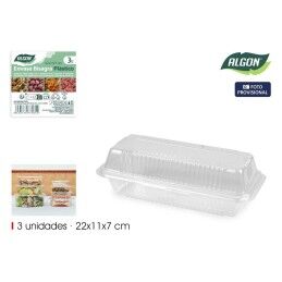 Algon|Tabuleiros para alimentos reutilizáveis Algon OPS 22 x 11 x 7 cm (3 Peças) (24 Unidades)