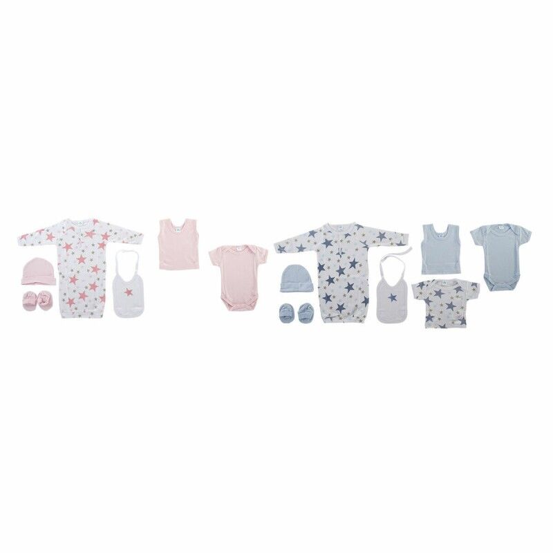 DKD Home Decor|Conjunto de Vestuário DKD Home Decor Azul Cor de Rosa 0-6 Meses Estrelas (7 Peças) (2 Unidades) DKD Home Decor|Conjunto de Vestuário DKD Home Decor Azul Cor de Rosa 0-6 Meses Estrelas (7 Peças) (2 Unidades)