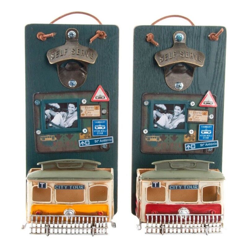 DKD Home Decor|Abre-garrafas DKD Home Decor Self Serve Madeira Metal (2 pcs) (26 x 12 x 9 cm)