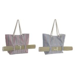 DKD Home Decor|Saco de Praia DKD Home Decor Castanho Verde Bege Menta Fibra 43 x 10 x 28 cm (2 Unidades)