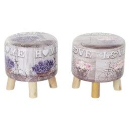 DKD Home Decor|Repousa pés DKD Home Decor Cor de Rosa Velvet Madeira MDF Glam (2 pcs)