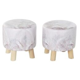 DKD Home Decor|Repousa pés DKD Home Decor Cor de Rosa Velvet Madeira MDF Glam (2 pcs)