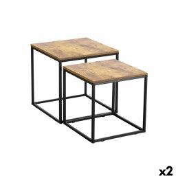 Home ESPRIT|Mesa de apoio Home ESPRIT Preto Natural Cristal Abeto 46 x 46 x 55,5 cm