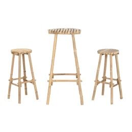 Home ESPRIT|Conjunto de mesa com 2 cadeiras Home ESPRIT Bambu 50 x 50 x 105 cm