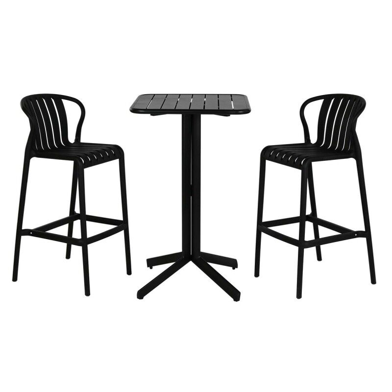 Home ESPRIT|Conjunto de mesa com 2 cadeiras Home ESPRIT Preto Metal Polipropileno 60 x 60 x 102 cm