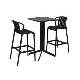 Home ESPRIT|Conjunto de mesa com 2 cadeiras Home ESPRIT Preto Metal Polipropileno 60 x 60 x 102 cm