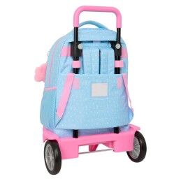 BlackFit8|Mochila Escolar com Rodas BlackFit8 Smile Azul Cor de Rosa 33 x 45 x 22 cm