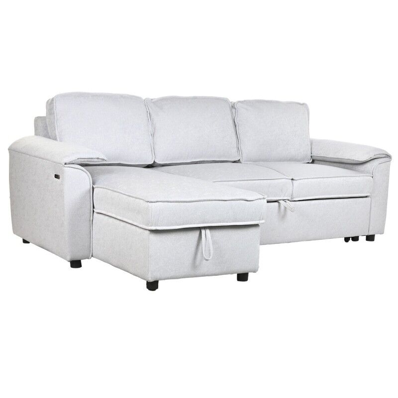 Home ESPRIT|Sofá-cama Home ESPRIT Cinzento claro Moderno 220 x 153 x 88 cm Home ESPRIT|Sofá-cama Home ESPRIT Cinzento claro Moderno 220 x 153 x 88 cm