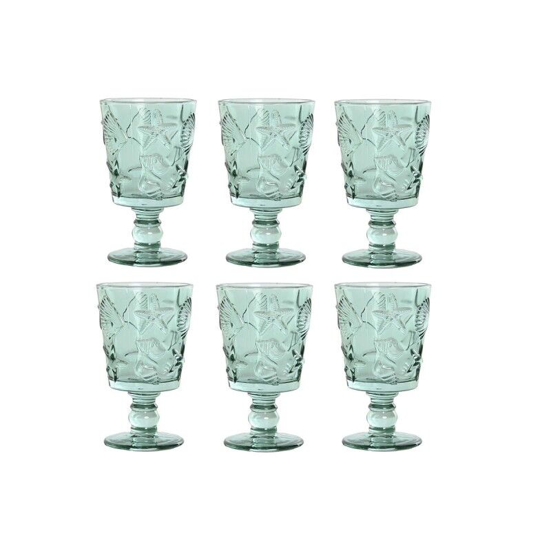 Home ESPRIT|Conjunto de Copos Home ESPRIT Turquesa Cristal 345 ml (6 Unidades)