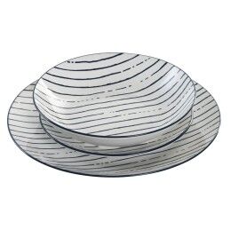 Home ESPRIT|Louça Home ESPRIT Azul Porcelana Riscas Mediterrâneo 18 Peças
