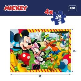 Mickey Mouse|Set de 4 Puzzles Mickey Mouse 35 x 1,5 x 25 cm 48 Peças (6 Unidades)