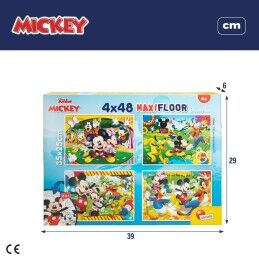 Mickey Mouse|Set de 4 Puzzles Mickey Mouse 35 x 1,5 x 25 cm 48 Peças (6 Unidades)