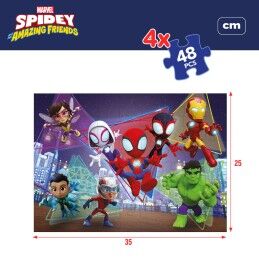 Spidey|Set de 4 Puzzles Spidey 35 x 1,5 x 25 cm 48 Peças (6 Unidades)
