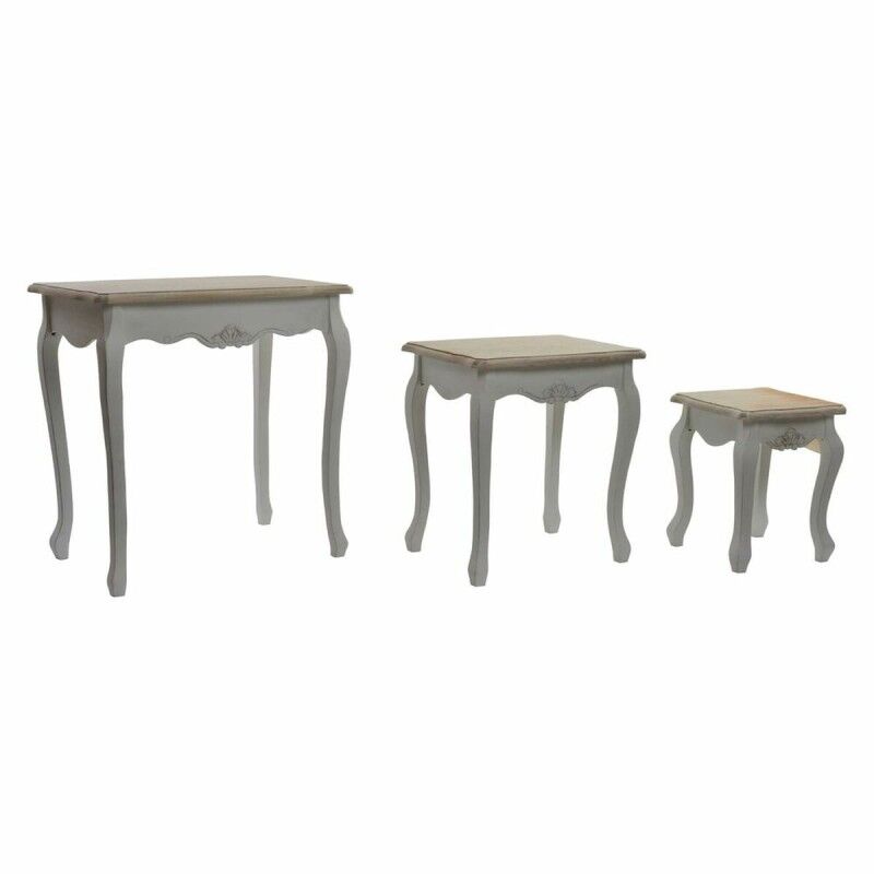 DKD Home Decor|Jogo de 3 mesas DKD Home Decor Madeira Branco (60 x 40 x 61 cm) (3 pcs) DKD Home Decor|Jogo de 3 mesas DKD Home Decor Madeira Branco (60 x 40 x 61 cm) (3 pcs)