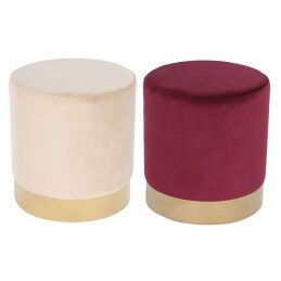 DKD Home Decor|Repousa pés DKD Home Decor Cor de Rosa Velvet Madeira MDF Glam (2 pcs)