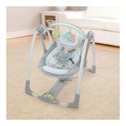 Ingenuity|Cadeira de baloiço Ingenuity Compact Swing - Hugs & Hoots Branco Cinzento