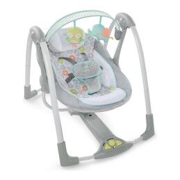 Ingenuity|Cadeira de baloiço Ingenuity Compact Swing - Hugs & Hoots Branco Cinzento