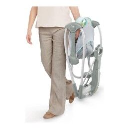 Ingenuity|Cadeira de baloiço Ingenuity Compact Swing - Hugs & Hoots Branco Cinzento