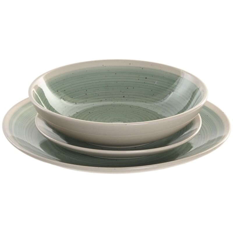 Home ESPRIT|Louça Home ESPRIT Branco Verde Grés 18 Peças Home ESPRIT|Louça Home ESPRIT Branco Verde Grés 18 Peças