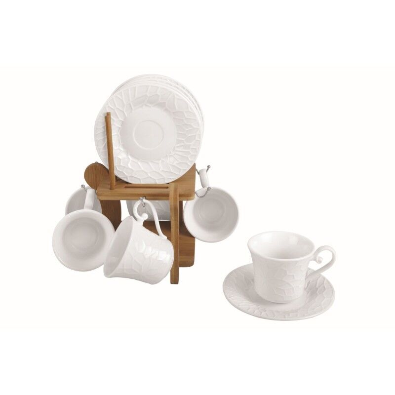 Home ESPRIT|Conjunto de Chávenas de Café Home ESPRIT Branco Bambu Porcelana 200 ml Home ESPRIT|Conjunto de Chávenas de Café Home ESPRIT Branco Bambu Porcelana 200 ml