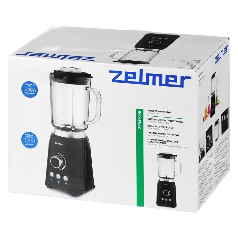 Zelmer|Batedora de Copo Zelmer ZSB4799B Preto Transparente 1200 W 1,75 L Zelmer|Batedora de Copo Zelmer ZSB4799B Preto Transparente 1200 W 1,75 L