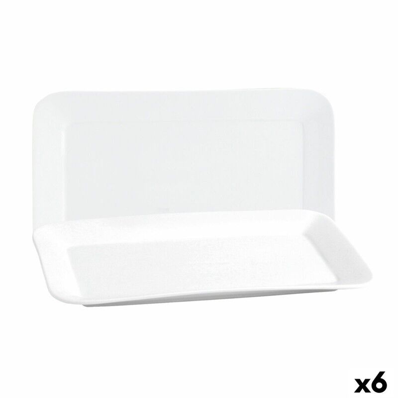Quid|Recipiente de Cozinha Quid Basic Retangular Cerâmica Branco (25,9 x 15 cm) (6 Unidades)