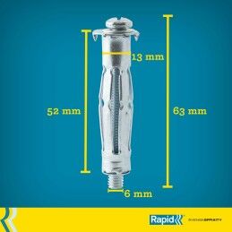 Rapid|Buchas e parafusos Rapid 13 x 52 mm M6 x 63 mm Metal Expansão 10 Unidades