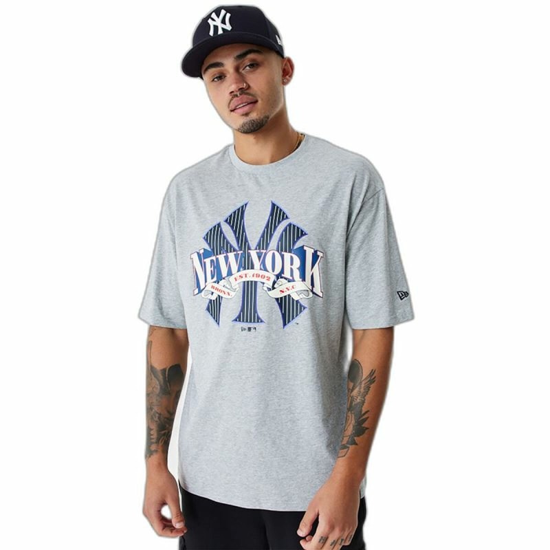 Camisola de Manga Curta Homem New Era MLB Arch Graphic New York Yankees Cinzento claro