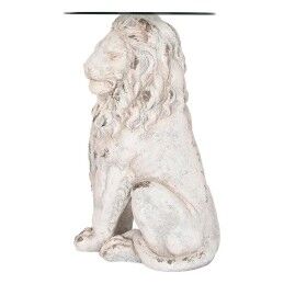 DKD Home Decor|Mesa de apoio DKD Home Decor Leão 52 x 44 x 72 cm Cristal Cinzento Metal Branco Magnésio