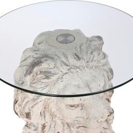 DKD Home Decor|Mesa de apoio DKD Home Decor Leão 52 x 44 x 72 cm Cristal Cinzento Metal Branco Magnésio